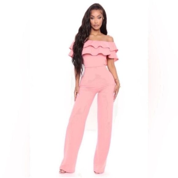 NWT Pink Ruffle Jumpsuit - Pink Size XS